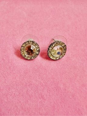 Gold Tone Crystal Stud Earrings